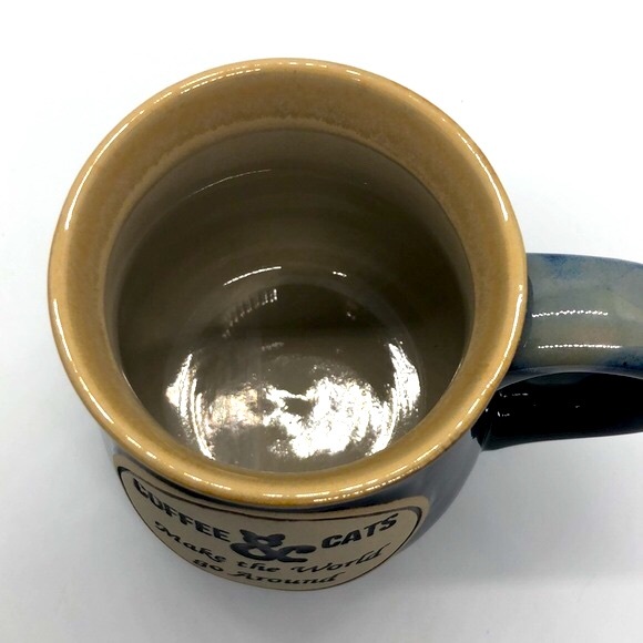 Glazed Ceramic, Pottery-Style Cat Themed Coffee Mug - Picture 4 of 7
